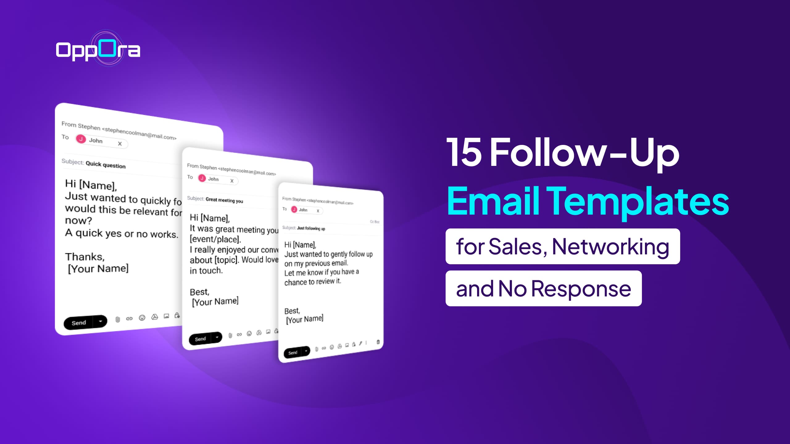 Follow-up email templates for sales, networking, and outreach scenarios.